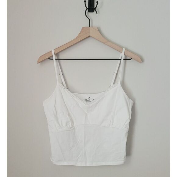 Hollister Lace Edge Cropped Tank in White Size Extra Large - Picture 1 of 5